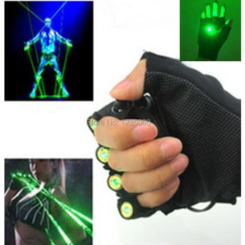 5Pairs/Lot Red Green Laser Gloves Dancing Stage Show Light With 4 pcs lasers and LED palm light for Disco Club Party decoration