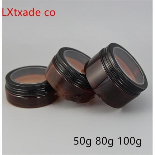 Free Shipping 50ml 80ml 100ml Brown Lucency Plastic Lucifugal Empty Bottle Jar Bath Salt Candy Cream Empty Cosmetic Containers