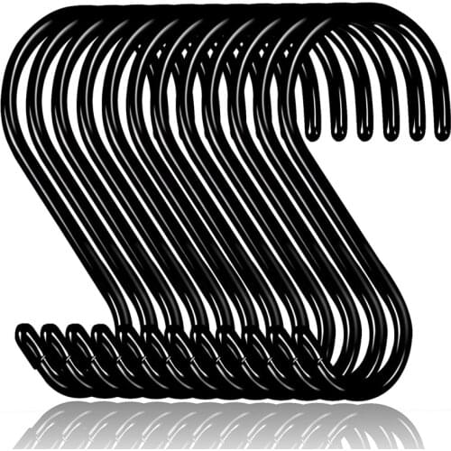 12 Pack 6 Inch Large Heavy Duty S Hooks for Hanging, Non Slip Rubber Coated S Hooks,Steel Metal Hooks for Hanging