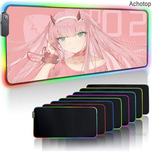 Darling In The Franxx Anime RGB Gaming Large Mouse Pad Gamer Led Computer Mousepad with Backlight Carpet For keyboard Desk Mat