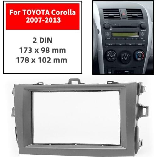 Double Din Radio Fascia for TOYOTA Corolla 2007-2013 Panel Dash Mount Installation Trim Kit Face Black Frame GPS 173 x 98 mm