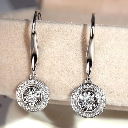 Huitan Brilliant Crystal Zirconia Women Drop Earrings Silver Color Fish Hook Good Quality Female Fashion Jewelry Wedding Earring