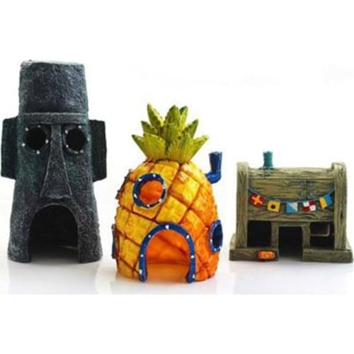 Resin crafts Mini For Squidward House Style Pineapple Cartoon House Home Fish Tank Aquarium Ornament Decorate