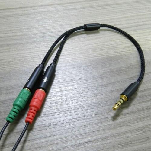 3.5mm 2-in-1 Adapter Cable Compatible with Headset Laptop Computer Black and Gray Convenient Cable PCV+Weaving