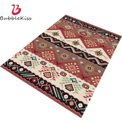 Bubble Kiss Carpets For Living Room Red Brown Geometric Pattern Rug Indian Ethnic Style Abstract Carpet Home Bedroom Area Rugs