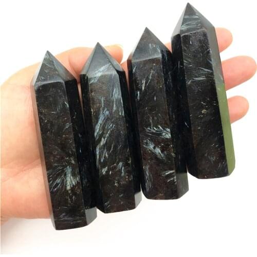 Beautiful 1PC Natural Astrophyllite Quartz Crystal Point Firework Stone Single Terminated Tower Chakra Natural Quartz Crystals