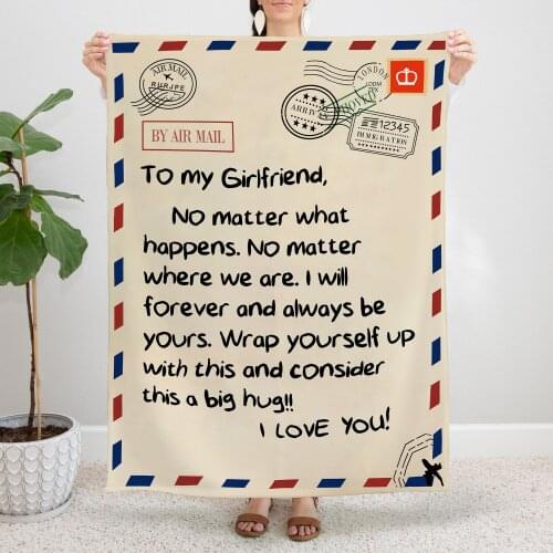 To My Girlfriend Blankets Coral Fleece Summer Gifts for Birthday Love Letter Portable Soft Throw Blankets for Home Rug Piece