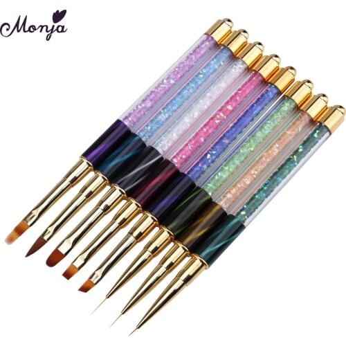 Monja 1pcs Nail Art Design French Brush Acrylic UV Gel Color Gradient Bloom Transfer Stamping Painting Pen Manicure Tools