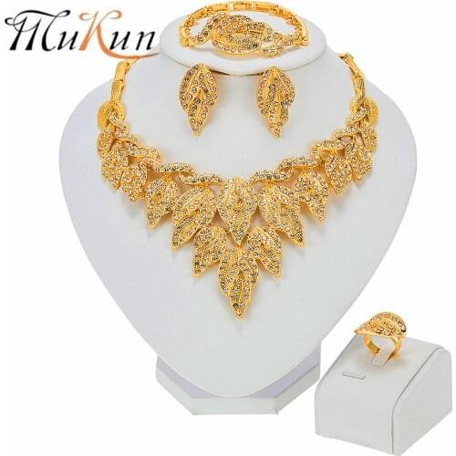 MUKUN Gold Jewelry Necklace Set Ethiopian Wedding Bride Luxury Earring Ring Egyptian Designer Wholesale Fashion Bracelets Dubai
