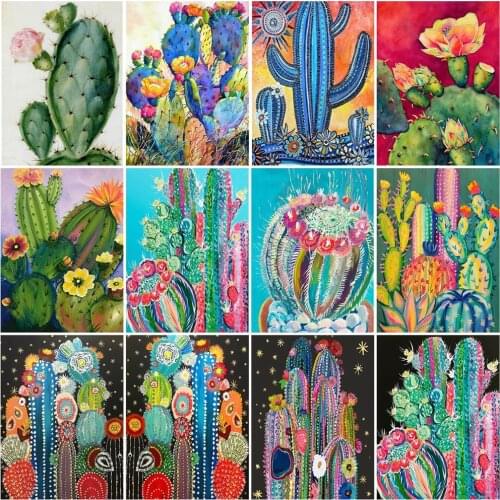 HUACAN 5D DIY Oil Painting By Numbers Flower On Canvas Unique Gift Acrylic Picture By Numbers Plant For Living Room