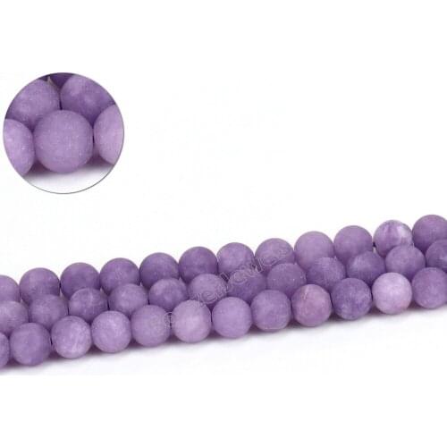Wholesale Frosted Stone Deep Purple Color Matte Jades Round Shape Beads for Jewelry Making DIY Bracelet Necklace 6 8 10 12MM