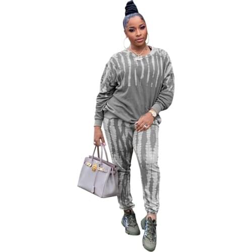 Casual Tie-dye Pullover Two Piece Set