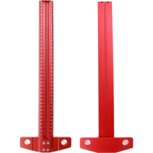 Aluminium Alloy T Hole Positioning Metric Measuring Ruler 300-600mm Precision Marking T-Rule Scriber Ruler Woodworking Tool