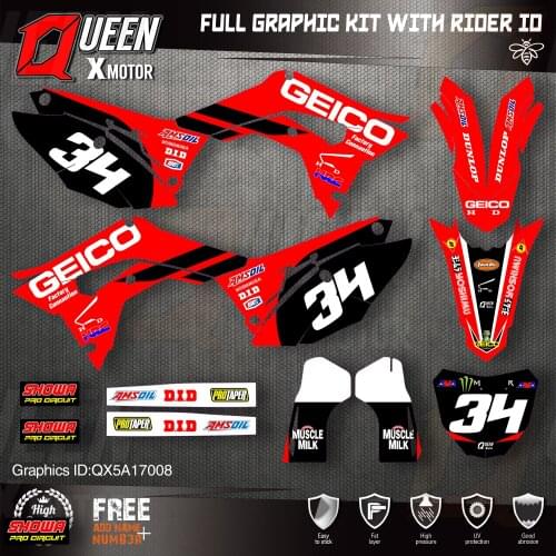 QUEEN X MOTOR Custom Team Graphics Backgrounds Decals Stickers Kit For HONDA 2018-2020 CRF250R 2017-2020 CRF450 008