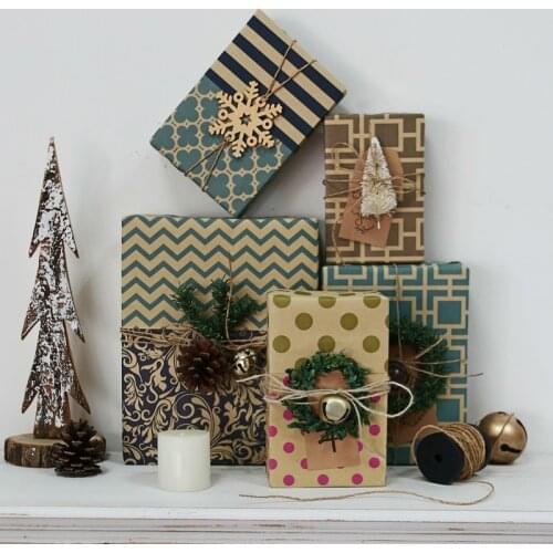 Christmas Wrapping Paper Retro Christmas Eve gift box wrapping paper high-grade waterproof kraft paper Christmas Birthday Party