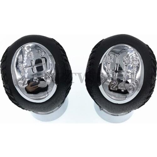 Free Shipping 5 6 Speed Leather Chrome Gear Shift Knob For Mazda 6 5 3 Lever Stick Handle Head Car Styling Accessories