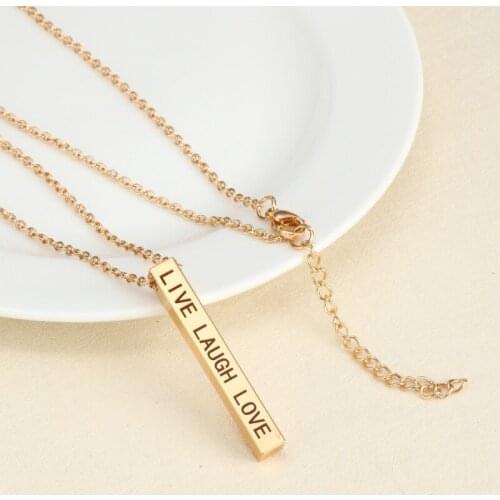 Stereo Stick Lettering Necklace LIVE LAUGH LOVE Stainless Steel Simple Necklace Fashion Jewelry Clothing Accessories