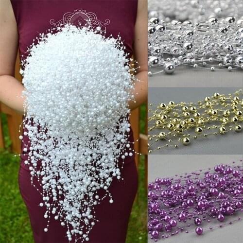 5m DIY Wedding Decoration Artificial Pearl Beads Chain Table Centerpieces Supplies Bride Bouquet Hair Accessories Flower Garland