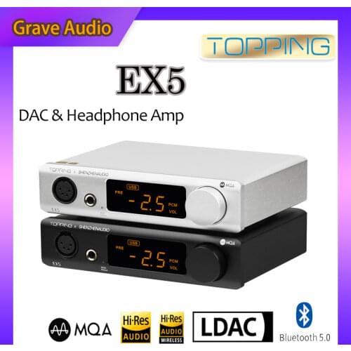 TOPPING EX5 MQA DAC Headphone Amplifier ES9038Q2M*2 Bluetooth 5.0 Decoder with Remote Control