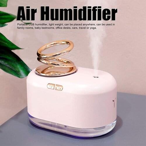 Desktop Double Rings Humidifier with Light Water Sprayer with Dynamic Ring USB Mini Air Moisturizer for Office Home XH8Z