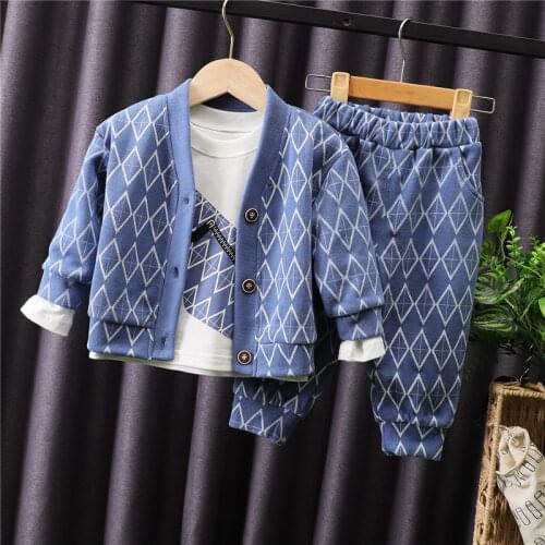 Spring Children Casual Clothes Baby Boys Girls Cartoon Coat Outwear T Shirt Pants 3Pcs/sets Kids Infant Tracksuit 1 2 3 4 5 YEAR