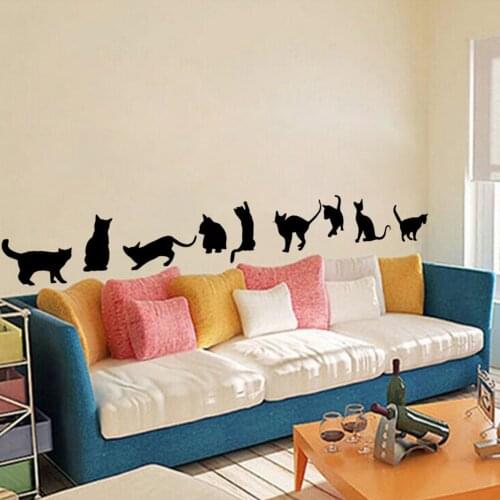Black 150X26cm 9 Cats Wall Stickers Vinyl Home Art Decor Kids Room Nursery Decal