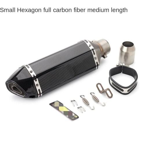 All fake carbon fiber body tail small hexagon modified exhaust muffler 51 caliber high-temperature Scorpio motorcycle exhaust