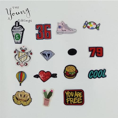 High quality Kids Hot melt adhesive Applique Embroidery patches stripes Sewing DIY Badges Craft Clothing Accessories C911-C672