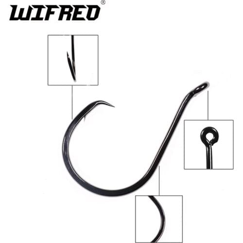 Wifreo 5PCS Octopus Circle Hook Catfish Hook Offset Forged Needle Point Black Nickle Finish Hook 1# 1/0# 2/0# 3/0# 4/0# 5/0