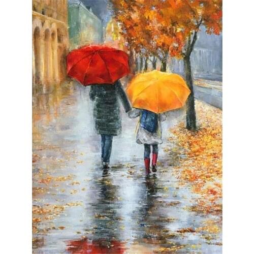 Woman Umbrella DIY Embroidery 11CT Cross Stitch Kits Needlework Craft Set Printed Canvas Cotton Thread Home Dropshipping