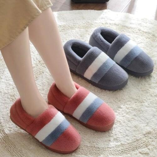Winter women home slippers warm shoes soft botton gingham fluffy slipper slides Non-Slip house Slippers Indoor Bedroom Lovers C