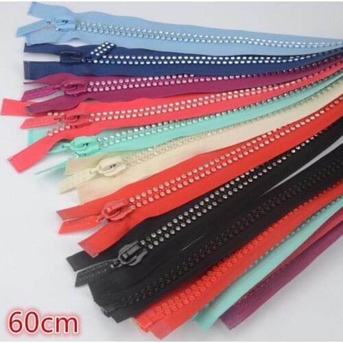 1 Pcs 60cm Rhinestone Zipper High Quality Shiny Open-End Zippers For Sewing Diy Jacket Coat Clothing Accessorise Free Shipping