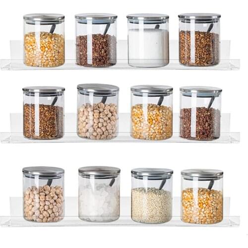 1Pcs Wall Hanging Spice Rack Transparent Acrylic Spice Rack Wall Mount Storage Organizer For Condiment Jar Declutter Kitchen