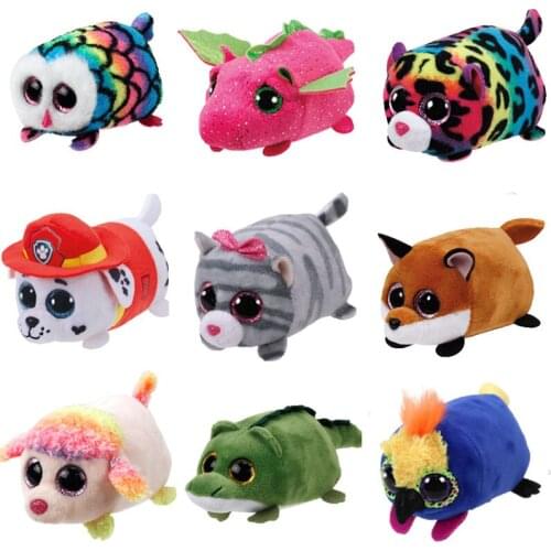 10CM Ty Beanie Boos Big Eyes Pea Sequins Phone Wipe Owl Leopard Fox Sloth Whale Plush Doll Collection Toys Child Birthday Gift