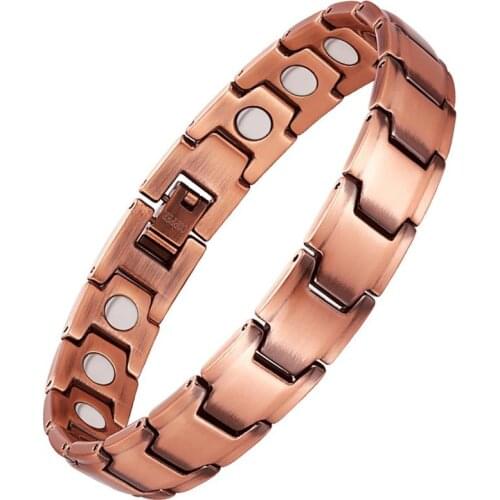 13 Colors Copper Bracelet Men Energy Germanium Magnetic Vintage Bracelet Hologram Chain & Link Bracelets for Men