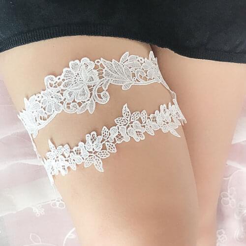 2pcs/Set Wedding Garters Lace Embroidery Floral Sexy Garters for Women/Bride Thigh Ring Bridal Leg Garter