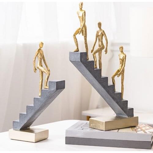 Abstract Go Up Stairs Thinker Sculpture Modern Figurine Statue for Home Office Table Decor Ornament