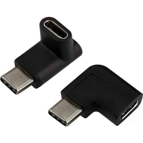 USB C male-to-female adapter, Type C 90 degree connector, suitable for laptops, tablets and mobile phones (2-pack)