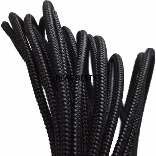 5m/lot approx 5*5mm black Leather Round Cord with steel Leather Cord String Rope For DIY Necklace Bracelet DIY Jewelry Making