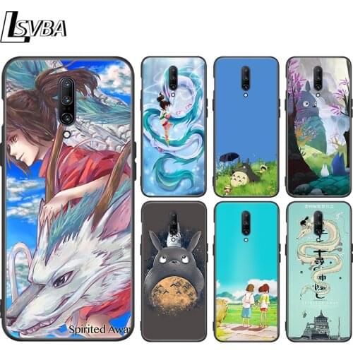 Black Silicone Case Totoro Spirited Away Ghibli For OnePlus 5 5T 6 6T 7 7T 8 8Pro Super Bright Glossy Phone Case Cover