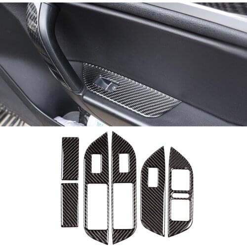 For VW Touareg 2011 2012 2013 2014 2015 2016 2017 2018 Carbon Fiber Car Interior Window Panel Switch Button Frame Cover Trim