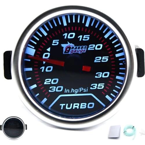 DRAGON GAUGE 52mm Boost Turbo Gauge 35 Psi Mechanical Smoke Face