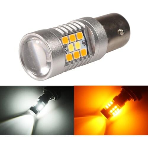 1Pcs 1157 BAY15D P21/5W LED Dual Color Switchback Bulb for Car DRL Turn Signal Lights White to Amber 2835/3030 SMD 12-2V