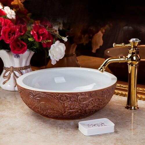 Porcelain Bathroom ceramic counter top sink wash basin popular in europe art basin lavabo vessel sinks countertops