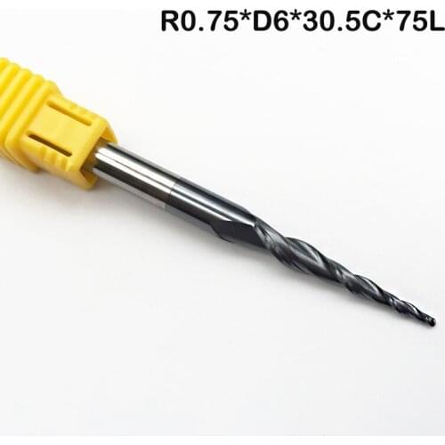 HRC55 Tapered Ball Nose End Mill Tungsten solid carbide Coated Tapered cone cnc milling cutter engraving bit