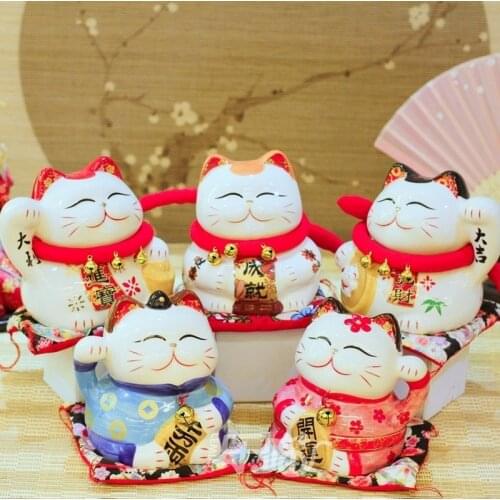 6 Inch Ceramics Fortune Cat Cash Tanks Creativity Swing Crafts Savings Jar Gifts Home Decoration Storage Supplies