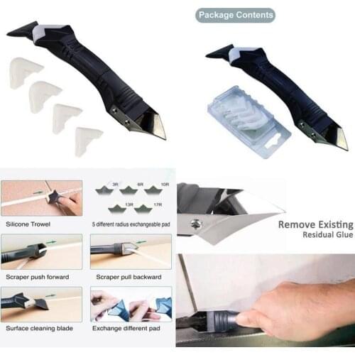 Creative 3-In-1 Silicone Remover Caulk Finisher Sealant Smooth Scraper Grout Kit Tools Plastic Hand Set Accessories Dropshipping