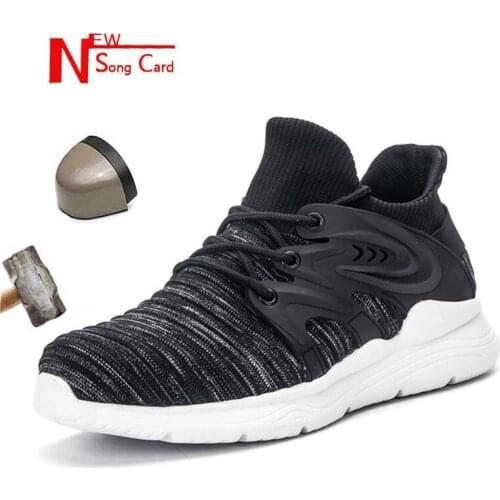 Mens new large size casual labor shoes fly woven lightweight wear-resistant soft anti-piercing safety protection work shoes 48