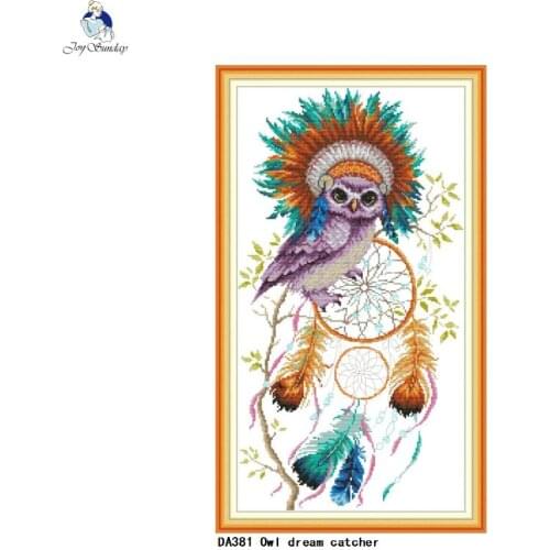 Owl Dream Catcher Pattern Cross Stitch Kits 11CT Printed Fabric 14CT Canvas DMC Counted Cross-stitch Embroidery Thread Sets