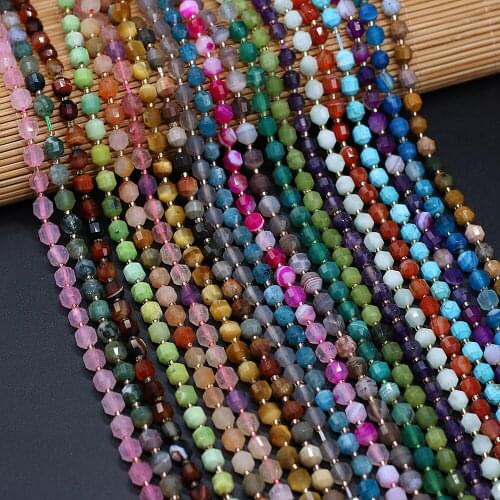 New Natural Stone Apatite Agate Moonstone Beaded Irregular Round Faceted Beads For Jewelry Making DIY Female Bracelet Gift 6mm